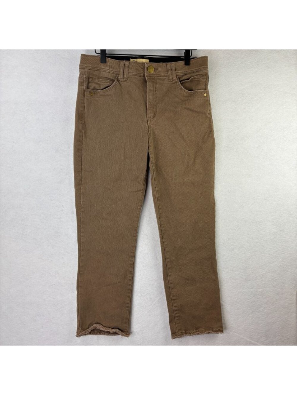 Democracy Ab Tech Women Sz 14 Brown Jeans Denim Ankle Skinny Mid Rise Raw Edge